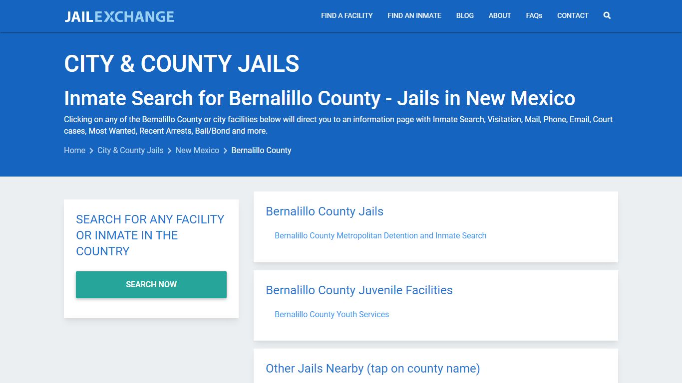 Inmate Search for Bernalillo County | Jails in New Mexico - Jail Exchange